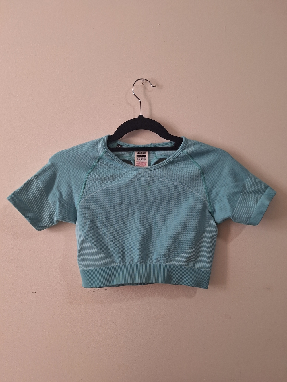 Gymshark Light Teal Short Sleeve Seamless Crop Top